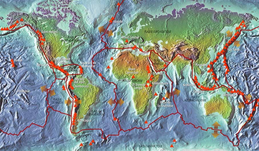 Carte des zones actives du globe.